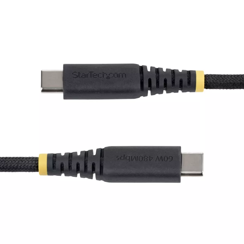 StarTech.com 15cm (6in) USB-C uzlādes kabelis, 60W (3A) PD, divslāņu pīts neilona/TPE apvalks, izturīgs USB C uzlādes vads, USB 2.0 klēpjdatora lādētāja kabelis