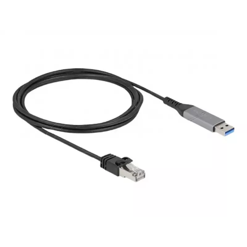 Tīkla kabelis DELOCK 60756, USB A uz RJ-45, 2 m, 10/100/1000Base-T(X), Antracīts/Melns