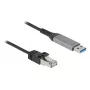 Tīkla kabelis DELOCK 60756, USB A uz RJ-45, 2 m, 10/100/1000Base-T(X), Antracīts/Melns