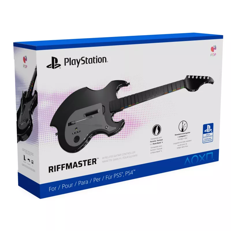 Ģitāras kontrolieris PDP Riffmaster melni pelēks bezvadu dators PS4 PS5 36h baterija