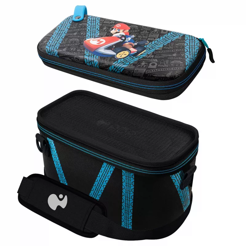 Cietais futrālis PDP Nintendo Switch Kart Drift Overnight Case GLOW melns zils
