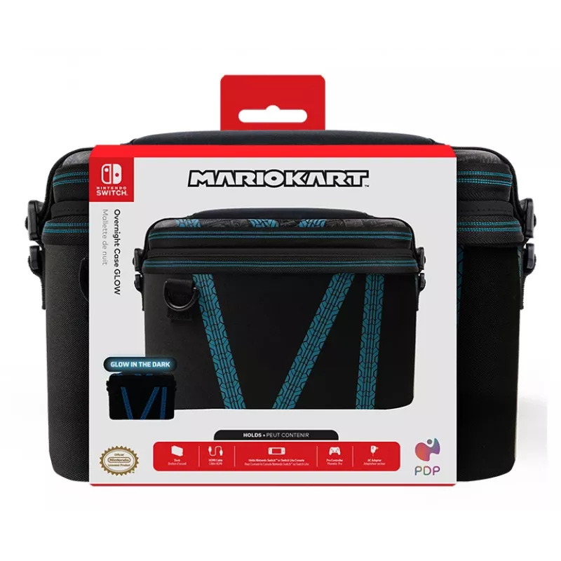 Cietais futrālis PDP Nintendo Switch Kart Drift Overnight Case GLOW melns zils