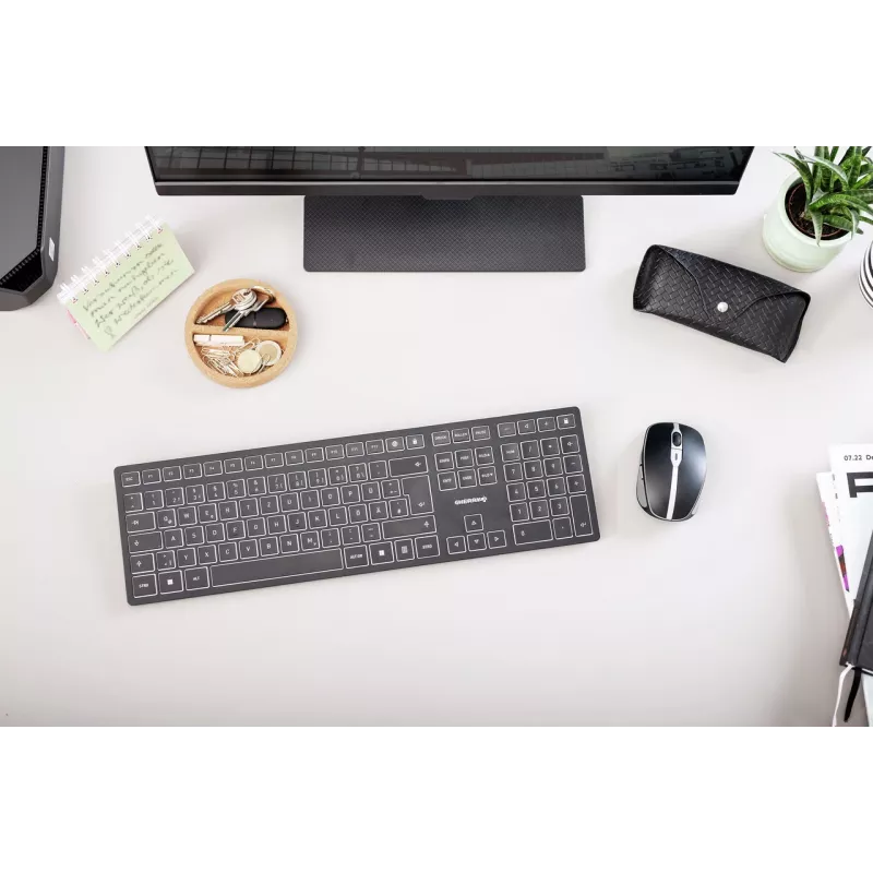 CHERRY KW 9100 plāns klaviatūra Universāla RF Bezvadu + Bluetooth Melna
