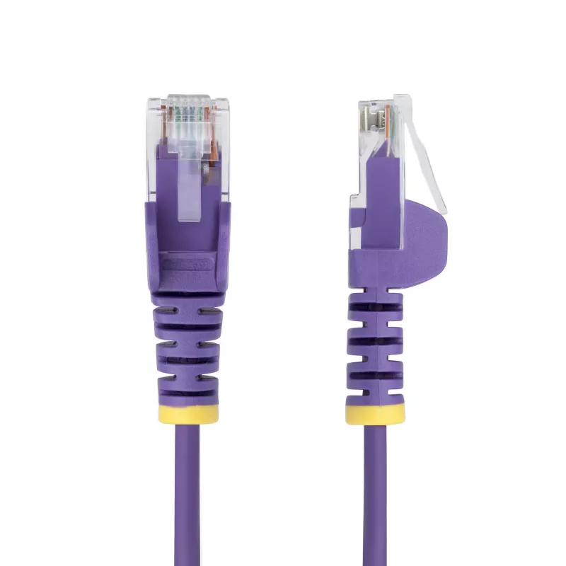 StarTech.com 7m Violeta Plānā CAT6 Ethernet vads, bez aizķeršanās, 100W PoE, UTP, LSZH, 28AWG tīrs kails varš, plāns RJ45 tīkla ielāpu vads ar spriegojuma mazināšanu, individuāli testēts