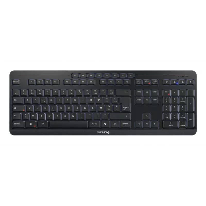 CHERRY Stream desktop ultimate tastatūra Pele iekļauta Mājas/Biroja USB + RF Wireless + Bluetooth AZERTY Francūžu Melna