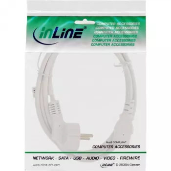 InLine strāvas kabelis, CEE 7/7 leņķa / 3 kontaktu IEC C13 vīrišķais, balts, 1,8 m