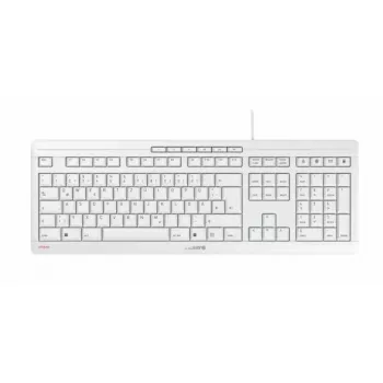 Cherry pilna izmēra vadu klaviatūra Stream — QWERTZ izkārtojums, šķērveida slēdži, USB, 1,8 m kabelis, gaiši pelēka