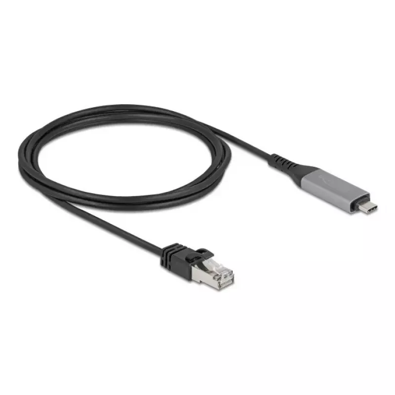 USB Type-C uz RJ45 Gigabit Ethernet kabelis DELOCK 2 m Cat6 Antracīts/Melns