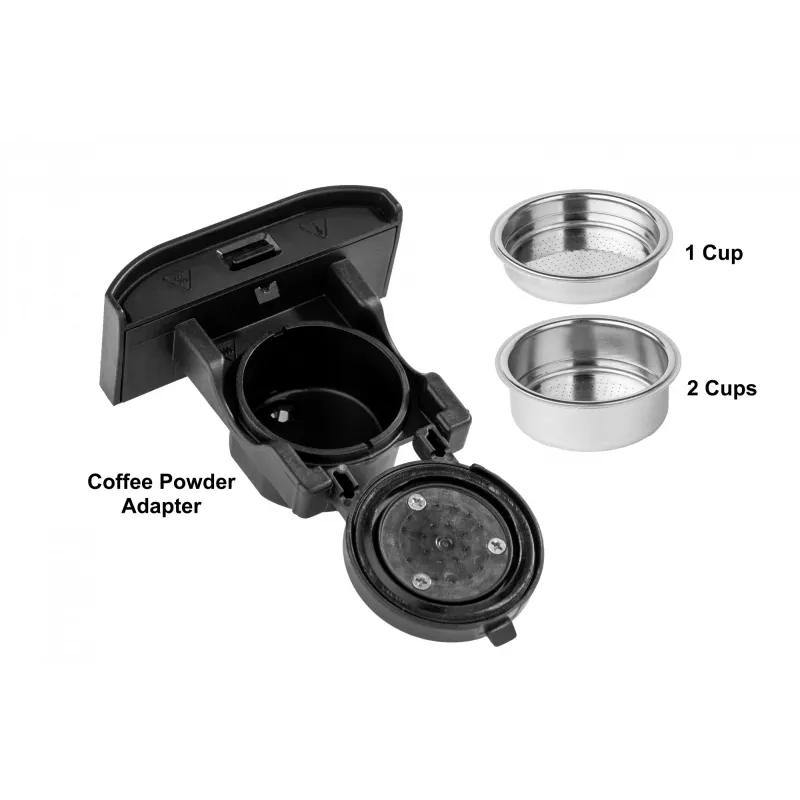 TORNADO TCM7042-GS | 5-in-1 Multi-Capsule Coffee Machine, Kapsulu kafijas automāts, 1,5 L, Kafijas kapsula, Malta kafija, 1350 W, Melns