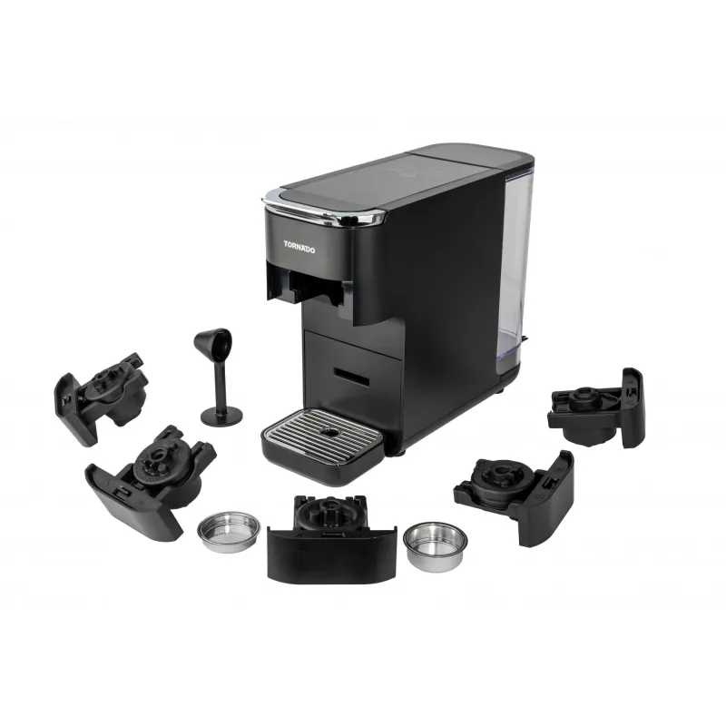TORNADO TCM7042-GS | 5-in-1 Multi-Capsule Coffee Machine, Kapsulu kafijas automāts, 1,5 L, Kafijas kapsula, Malta kafija, 1350 W, Melns