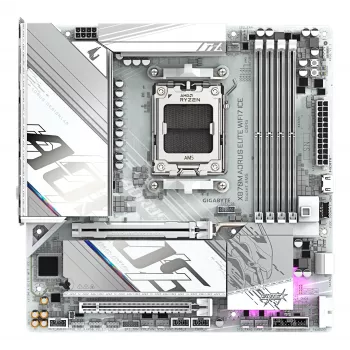 GIGABYTE mātesplate X870M AORUS ELITE WIFI7 ICE — Micro ATX, AMD X870, Socket AM5, DDR5 līdz 8200MHz (O.C), 14+2+2 VRM, PCIe 5.0, Wi‑Fi 7, 2.5 GbE, USB4