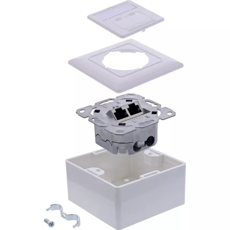 Kontaktligzda InLine 76842A 2 x RJ-45 balta tīkla kabelis Cat 6a