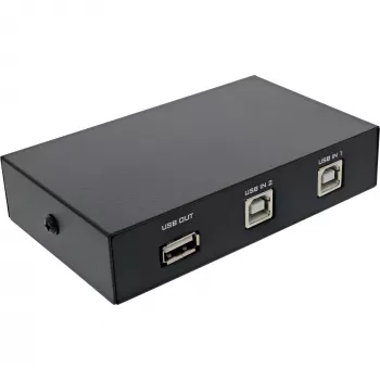 InLine USB 2.0 manuālais slēdzis, USB-A ierīce uz 2 datoriem, 75 mm, 115 mm, 25 mm, 128 g, 75 x 115 x 25 mm, 90 mm