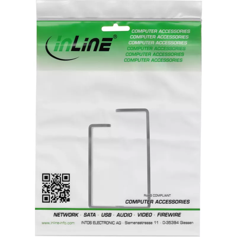 Kabeļa kronšteins InLine 43x70mm metāls melns — universāls kabeļu turētājs, 12.3×70×55 mm