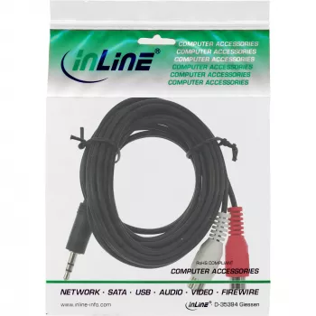 Audio kabelis 2x RCA ligzda / 3,5 mm stereo spraudnis 1 m InLine 89941B