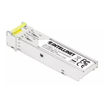 Intellinet Gigabit Fiber WDM Bi-Directional SFP optiskais raiduztvērēja modulis 1000Base-BX-D (LC) vienmoda ports, 120 km (75 jūdzes), BiDi WDM (RX1490/TX1550), MSA saderīgs maksimālai savietojamībai, Sudraba