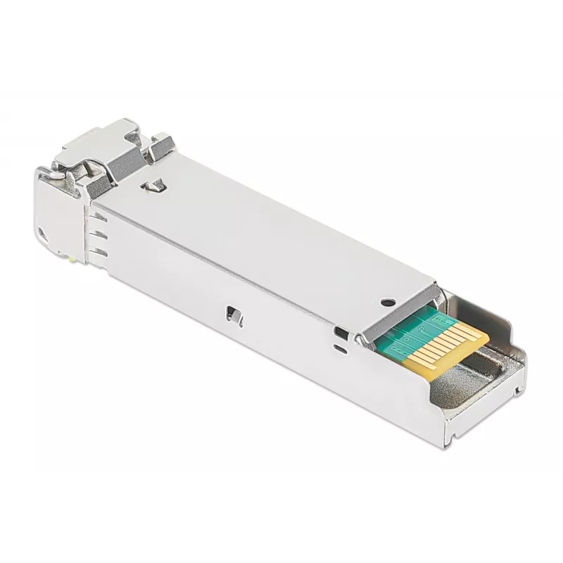 Intellinet Gigabit Fiber WDM Bi-Directional SFP optiskais raiduztvērēja modulis 1000Base-BX-D (LC) vienmoda ports, 120 km (75 jūdzes), BiDi WDM (RX1490/TX1550), MSA saderīgs maksimālai savietojamībai, Sudraba