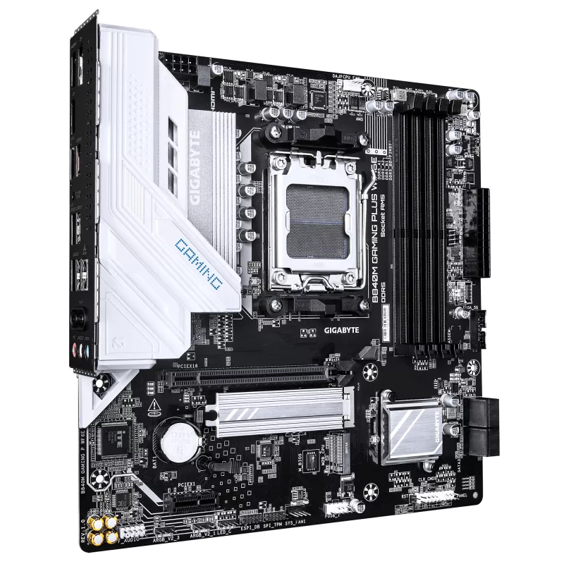 GIGABYTE B840M GAMING PLUS WIFI6E mātesplate - AMD Ryzen 9000 procesori, 8+2+2 fāžu VRM, līdz 8200MHz DDR5(O.C), 2xPCIe 4.0 M.2, Wi-Fi 6E, 1GbE LAN, USB 3.2 Gen 2