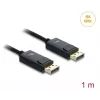 DELOCK Coaxial DisplayPort kabelis 16K 60 Hz 80 Gbps pīts pārklājums 1 m, DisplayPort uz DisplayPort, melns