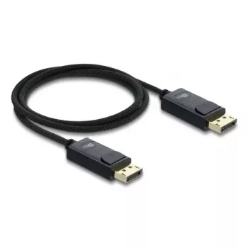 DELOCK Coaxial DisplayPort kabelis 16K 60 Hz 80 Gbps pīts pārklājums 1 m, DisplayPort uz DisplayPort, melns