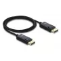 DELOCK Coaxial DisplayPort kabelis 16K 60 Hz 80 Gbps pīts pārklājums 1 m, DisplayPort uz DisplayPort, melns