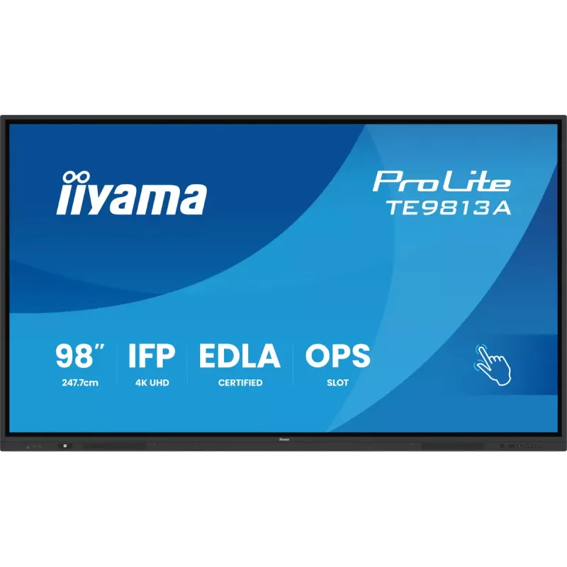 Interaktīvais plakanais panelis IIYAMA TE9813A-B2AG 97.5 collas (2.48 m) 4K Ultra HD 500 cd/m² Wi‑Fi Android 24/7 Melns