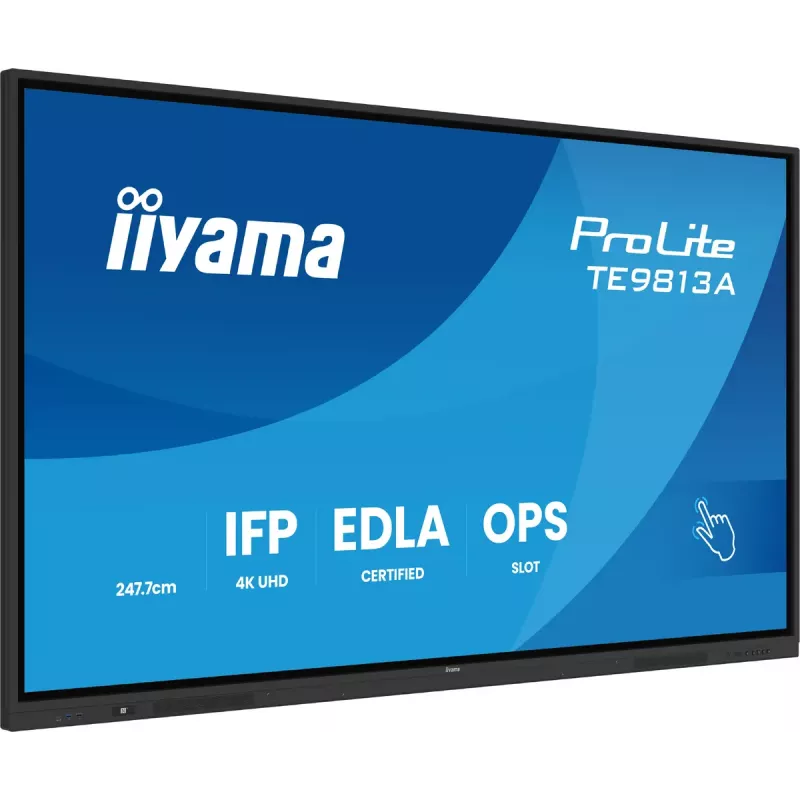 Interaktīvais plakanais panelis IIYAMA TE9813A-B2AG 97.5 collas (2.48 m) 4K Ultra HD 500 cd/m² Wi‑Fi Android 24/7 Melns