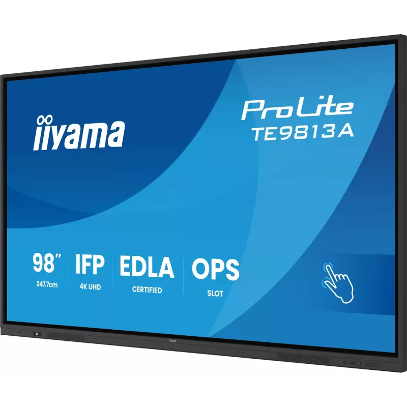 Interaktīvais plakanais panelis IIYAMA TE9813A-B2AG 97.5 collas (2.48 m) 4K Ultra HD 500 cd/m² Wi‑Fi Android 24/7 Melns