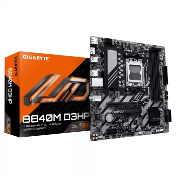GIGABYTE B840M D3HP mātesplate - AMD Ryzen 9000 procesori, 8+2+2 fāžu VRM, līdz 8200MHz DDR5(O.C), 2xPCIe 4.0 M.2, 1GbE LAN, USB 3.2 Gen 2