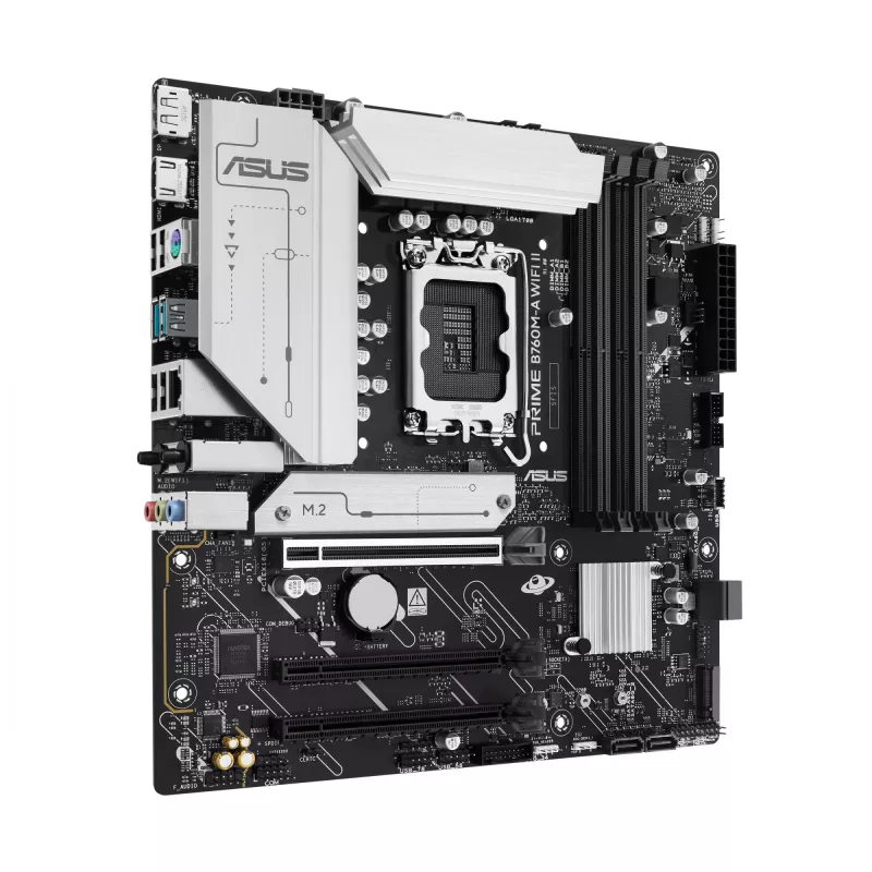 Mātesplate ASUS PRIME B760M-A WIFI II micro ATX, Intel B760, LGA 1700, DDR5, 4 DIMM sloti, līdz 256 GB, Wi‑Fi 6E, 2.5Gb Ethernet