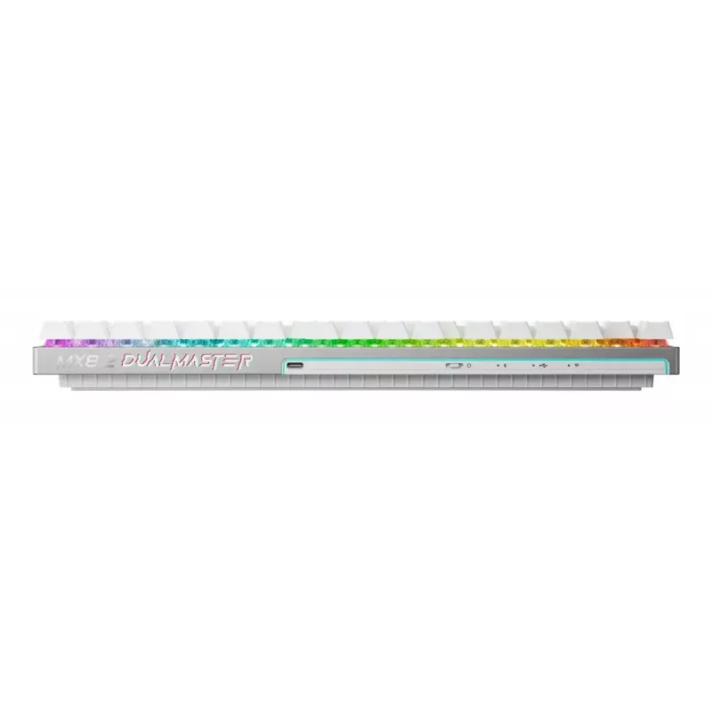 Wireless Gaming tastatūra Cherry MX 8.2 Pro TMR — Tenkeyless 88-key, USB + RF + Bluetooth, Magnetic-mechanical switches, RGB, Silver/balta