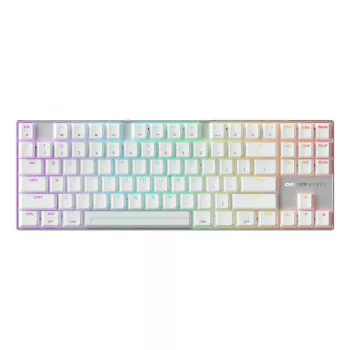 Wireless Gaming tastatūra Cherry MX 8.2 Pro TMR — Tenkeyless 88-key, USB + RF + Bluetooth, Magnetic-mechanical switches, RGB, Silver/balta