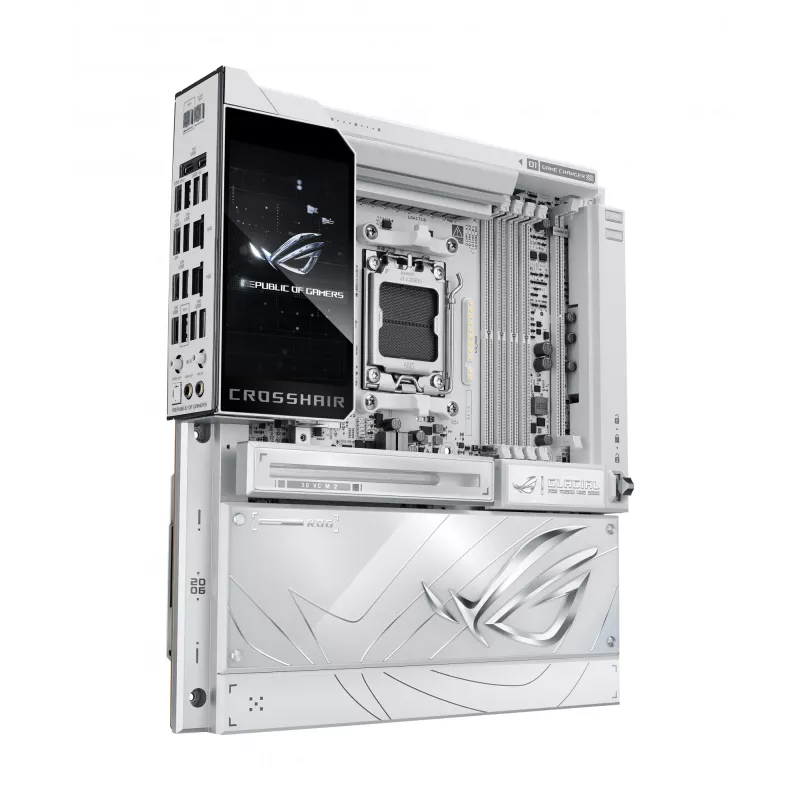 Mātesplate ASUS ROG CROSSHAIR X870E GLACIAL — AMD X870E, Socket AM5, E-ATX, DDR5, līdz 256 GB, Wi‑Fi 7, 10Gb Ethernet