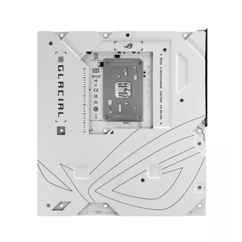 Mātesplate ASUS ROG CROSSHAIR X870E GLACIAL — AMD X870E, Socket AM5, E-ATX, DDR5, līdz 256 GB, Wi‑Fi 7, 10Gb Ethernet