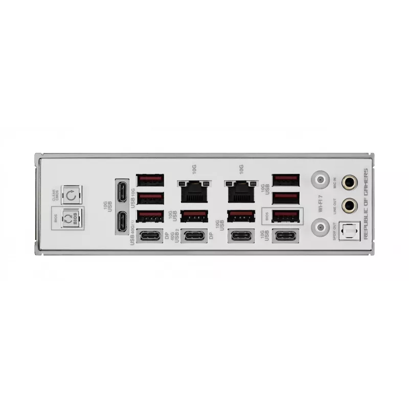 Mātesplate ASUS ROG CROSSHAIR X870E GLACIAL — AMD X870E, Socket AM5, E-ATX, DDR5, līdz 256 GB, Wi‑Fi 7, 10Gb Ethernet