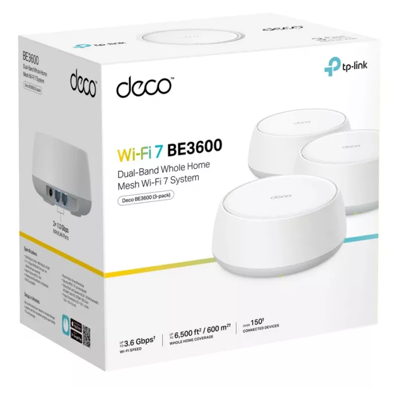 TP-Link Deco BE3600 Dual-band (2.4 GHz / 5 GHz) Wi-Fi 7 (802.11be) Balts 2 Iekšējās