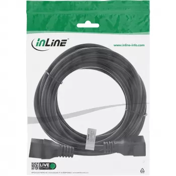 InLine strāvas kabelis C19 / C20 3 kontaktu IEC vīrišķais / sievišķais melns 7,5 m