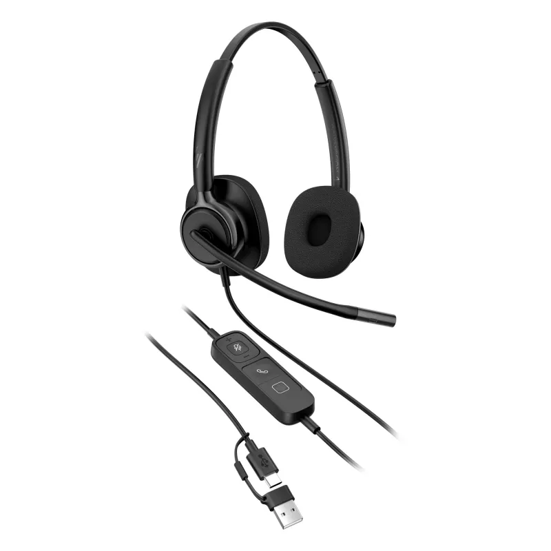 Vadu stereo austiņas HP Poly Mission 425 Classic USB, apkārtauss, 126 g