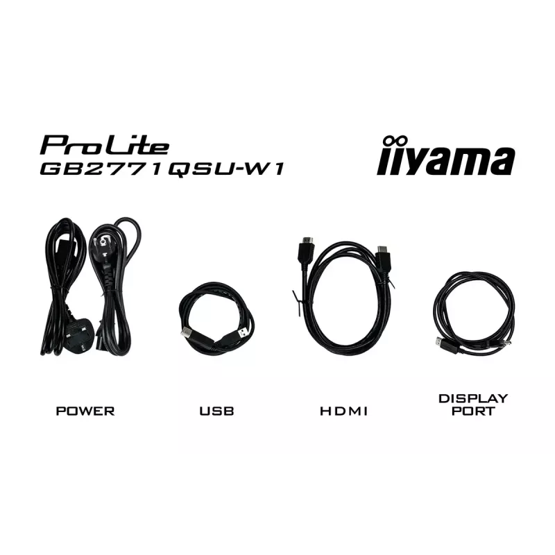 27 collu iiyama G-MASTER GB2771QSU-W1 monitors, 2560×1440 WQHD, Fast IPS, 2 ms, USB 3.2 centrmezgls, skaļruņi, VESA, augstumā regulējams (balts)
