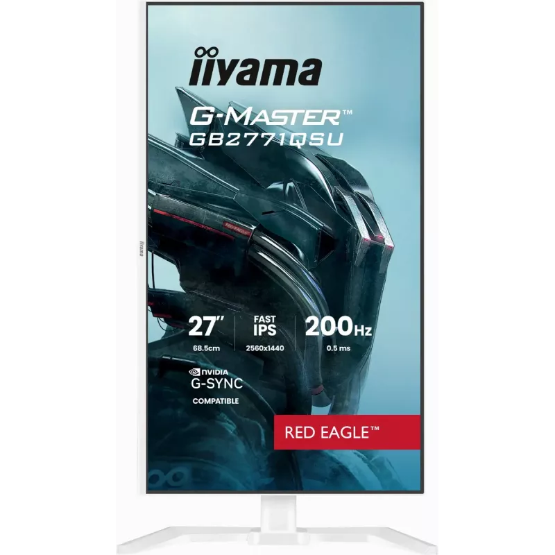 27 collu iiyama G-MASTER GB2771QSU-W1 monitors, 2560×1440 WQHD, Fast IPS, 2 ms, USB 3.2 centrmezgls, skaļruņi, VESA, augstumā regulējams (balts)