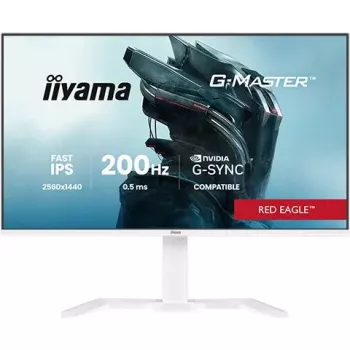27 collu iiyama G-MASTER GB2771QSU-W1 monitors, 2560×1440 WQHD, Fast IPS, 2 ms, USB 3.2 centrmezgls, skaļruņi, VESA, augstumā regulējams (balts)