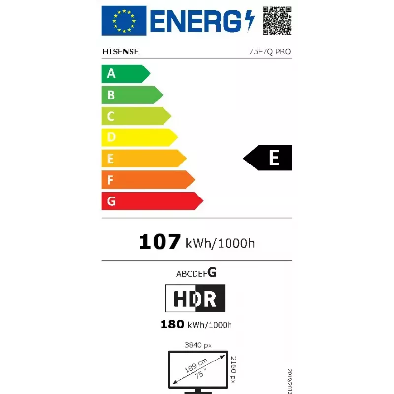 TV Hisense E7Q PRO 75E7Q PRO 75 collas (190.5 cm) QLED Pro 4K Ultra HD viedais televizors, Direct-LED, 385 cd/m², VIDAA, melns