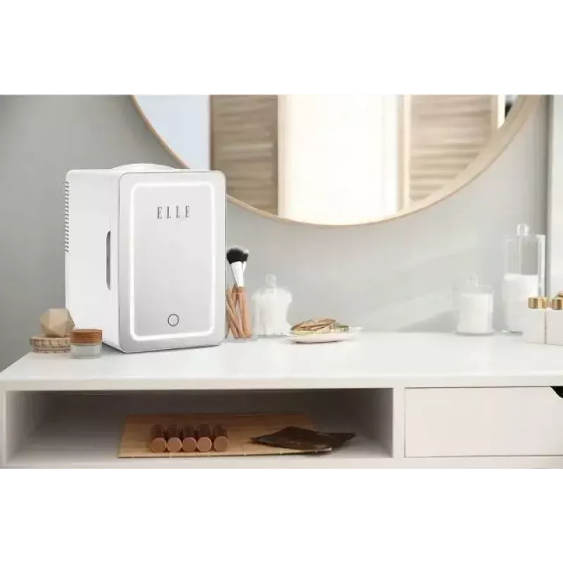 Mini ledusskapis ar LED kosmētikas spoguli Elle ESDAF01WHEU 6 L balts