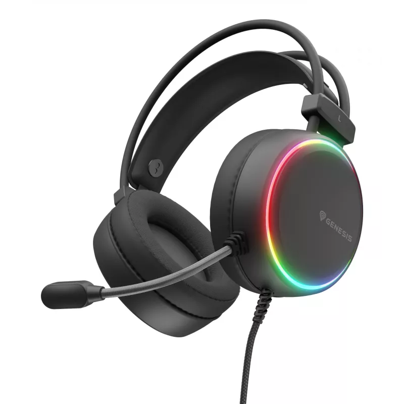 Headset Genesis NSG-2307 vadu spēļu austiņas, apverošas, 20–20000 Hz, 2,2 m kabelis, melna