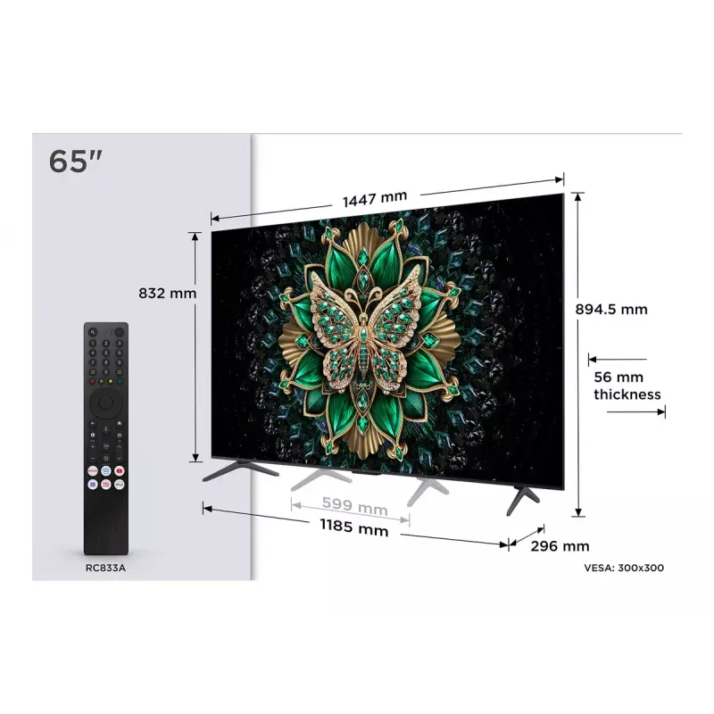 TCL C6K 65C6K televizors 165,1 cm (65 collas) 4K Ultra HD Smart TV Wi-Fi Metālisks