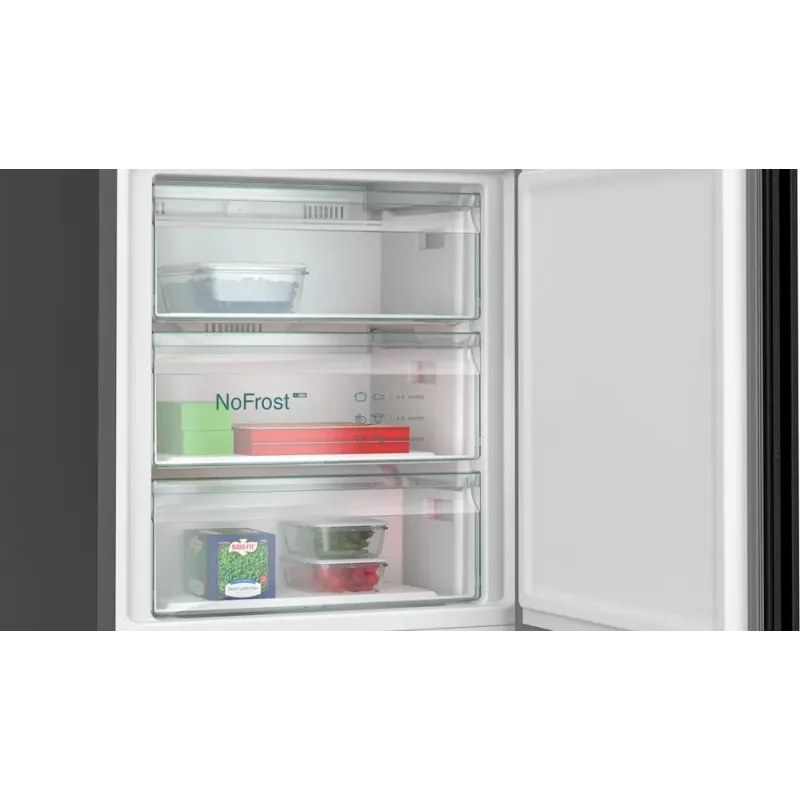 Siemens iQ500 KG49N4XAF ledusskapis-saldētava brīvi stāvoša 440 L Melna