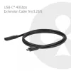 USB-C 40Gbps pagarinātāja kabelis 1 m — club 3d, USB C uz USB C, melns