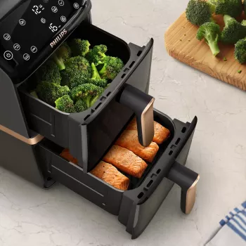 Philips 4000 sērijas Dual Stack Airfryer vertikālais grozs 10 L dubults brīvi stāvošs 2750 W karstā gaisa fritieris melns