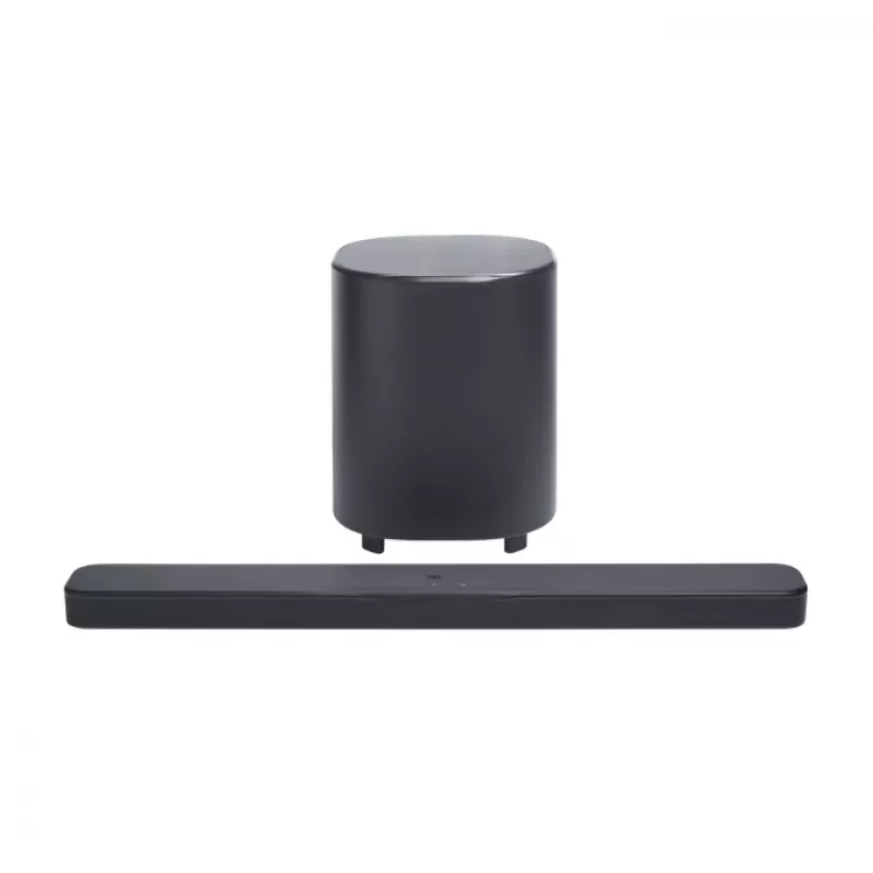 Soundbar JBL Bar 500MK2 Melns — 5.1 kanāli, 750 W, Dolby Atmos, bezvadu un vadu, zemfrekvences skaļrunis iekļauts