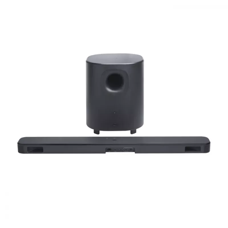 Soundbar JBL Bar 500MK2 Melns — 5.1 kanāli, 750 W, Dolby Atmos, bezvadu un vadu, zemfrekvences skaļrunis iekļauts